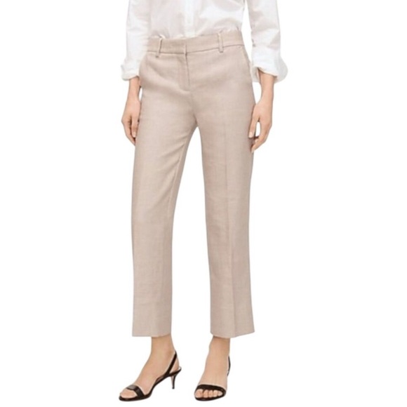 NEW J.Crew Women’s Peyton Cropped Wide Leg Pant Stretch Linen Flax 14T Tall Tan